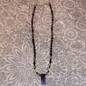 Womens necklace black sacred stones
